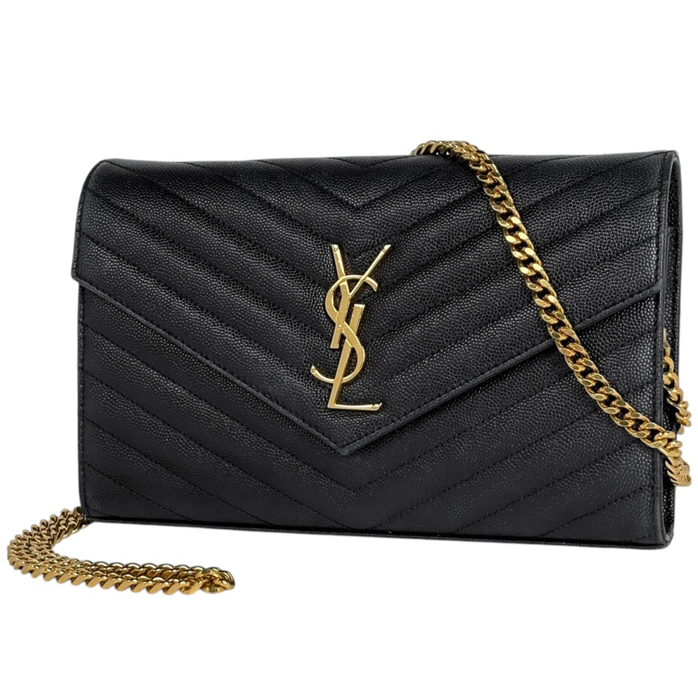 Yves Saint Laurent Cassandra Classic Chain Wallet 2-Way Shoulder Bag Leather ...